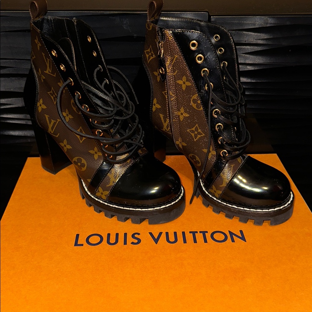 Louis Vuitton Black and Brown Monogram Boots